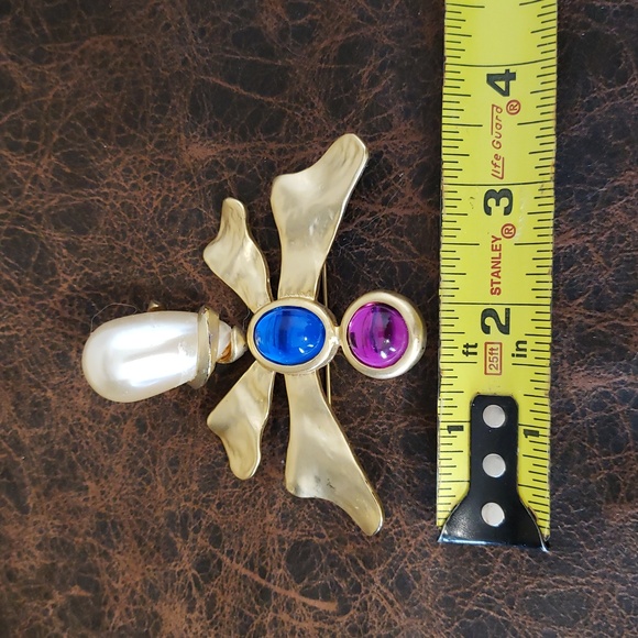 Antique Angel Gold Tone Colorful Brooch Pin - Picture 5 of 5